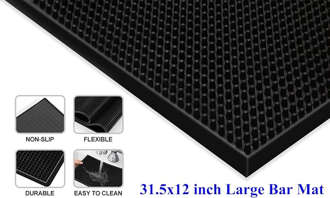2 Pack Bar Mat, Dish Drying Mat, Large 31.5in x 12in Rubber Thick Durable - Image 8