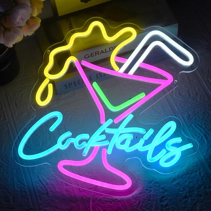 Cocktail Neon Sign for Wall Decor Bar LED Light up Signs Dimmable Cocktails - Image 4