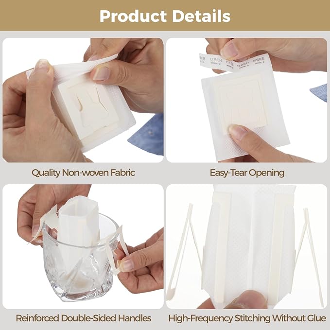 4 Packs 200 Pcs Hanging Ear Drip Coffee Bags, 3.5 x 3 in Disposable Portable - Image 3