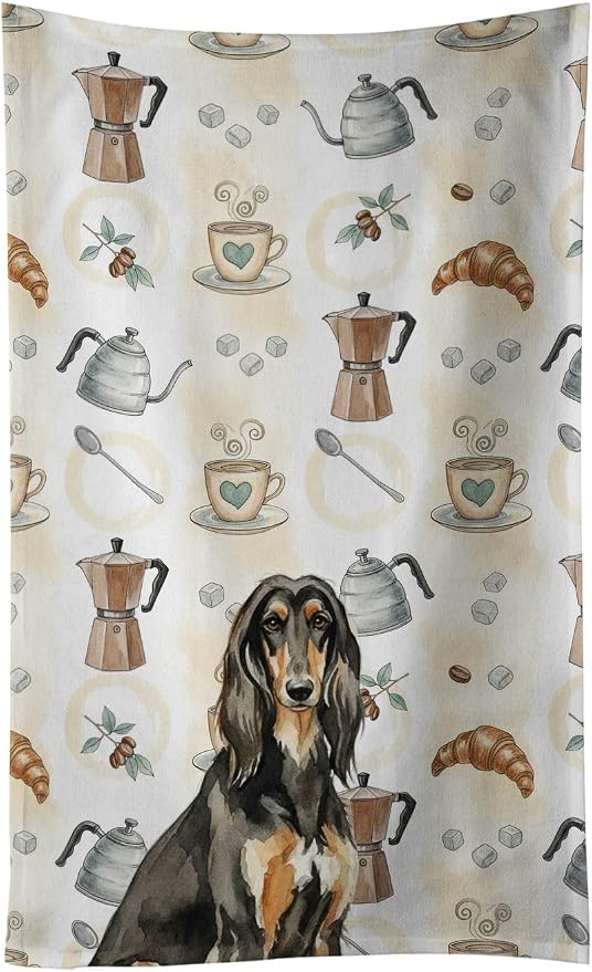 Caroline's Treasures Black & Tan Afghan Hound Coffee Bar Kitchen Towel Velour by CarolinesTreasures