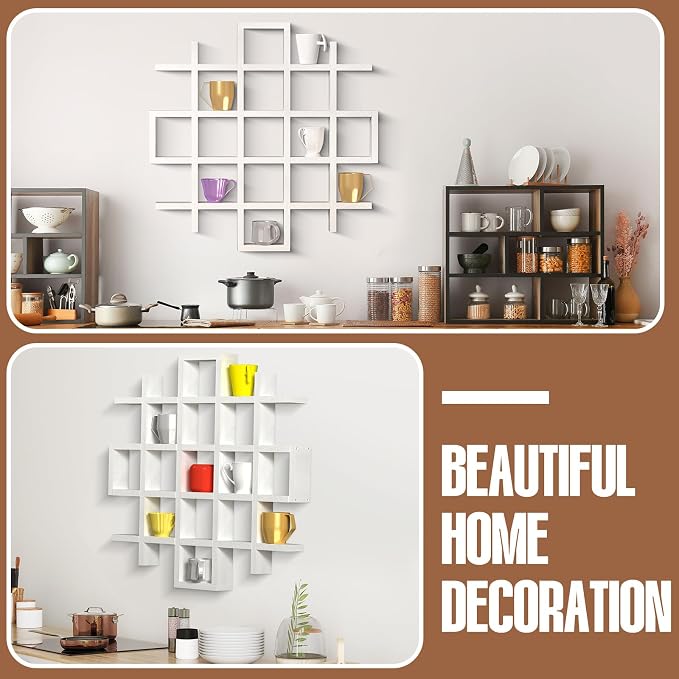 Suzile Oversize Coffee Mug Display Rack Wooden Display Shelves Rustic Wooden - Image 6