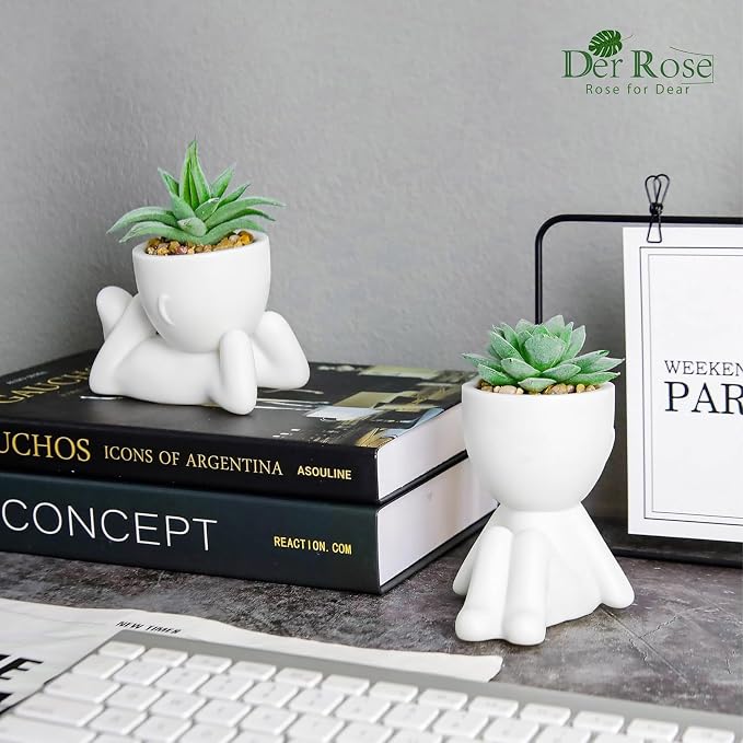 Der Rose 2 Pack Fake Plants Succulents Plants Artificial - Image 4