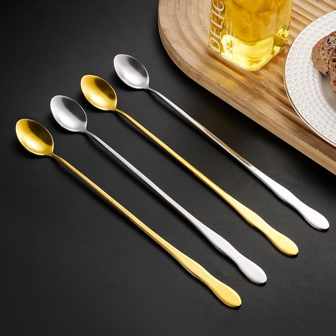 10 Inch Long Stainless Steel Bar Spoons, Cocktail Coffee Iced Tea, 4 Pack | - Image 5