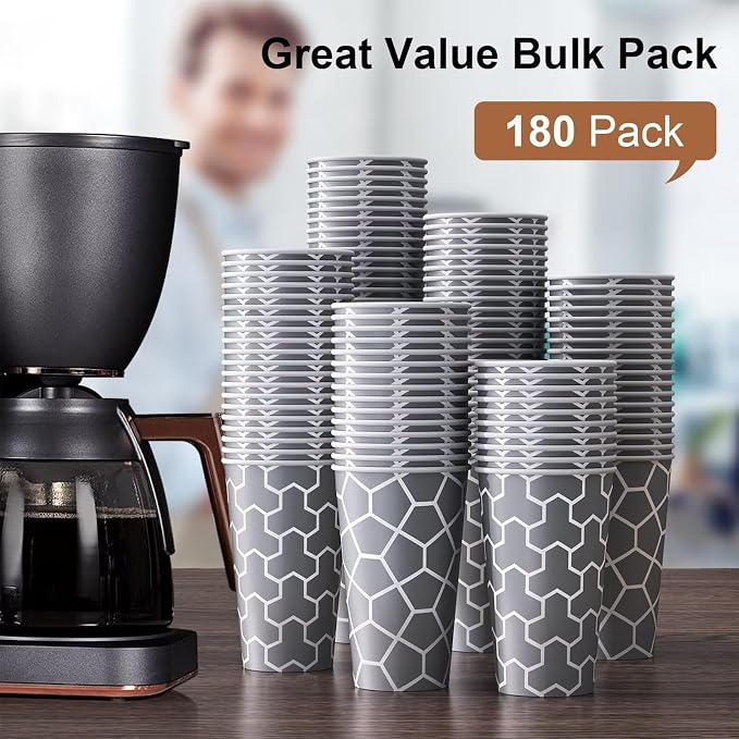 16 oz Coffee Cups 180 Pack, Disposable Coffee Cups Hot Paper Cups 16 oz - Image 8