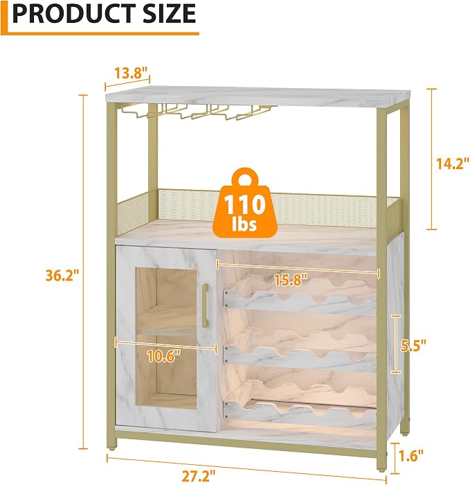 Jojoka 3 Tier Wine Bar Cabinet - Image 2