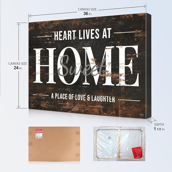 IPIC - Farmhouse Family Sign on Canvas, Rustic Family Wall Decor, Home Sweet - Image 7