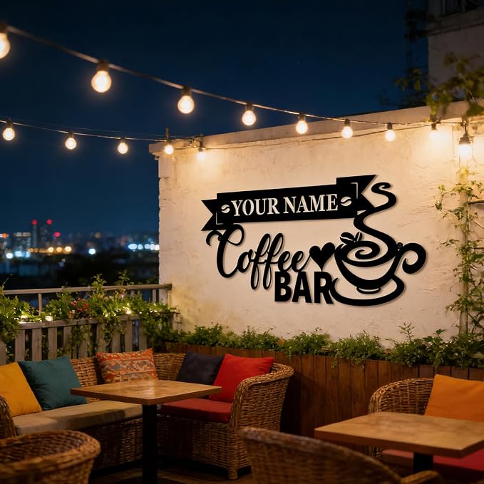 Personalized Coffee Metal Sign, Custom Coffee Bar Name Plaque, Retro Cafe - Image 6