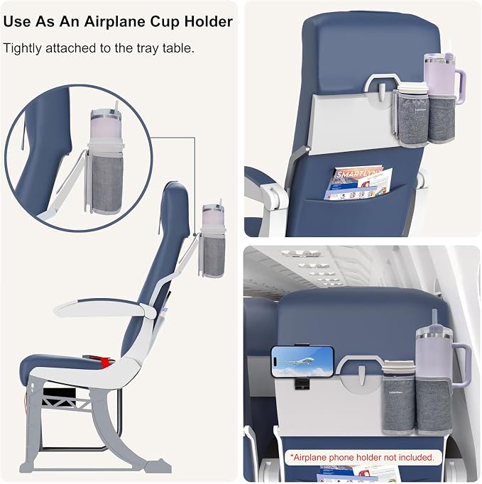 2 in 1 Luggage Cup Holder for Suitcase Airplane Cup Holder for Tray Table Drink - Image 2