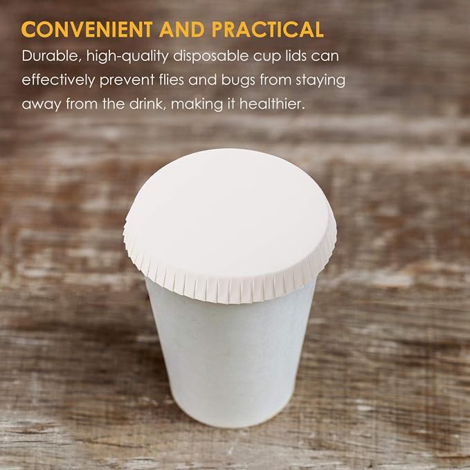 Cabilock 100 Pcs Disposable Paper Cup Lids, Recycled Drinking Covers - Image 6