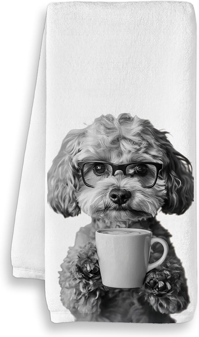 Funny Coffee Cavapoo Kitchen Towels, Cavapoo Gifts by Unknown