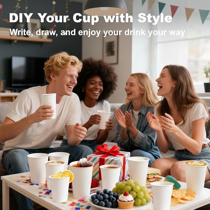 8 oz 1000 Pack Disposable Coffee Cups, Bulk White Disposable Paper Cups - Image 9