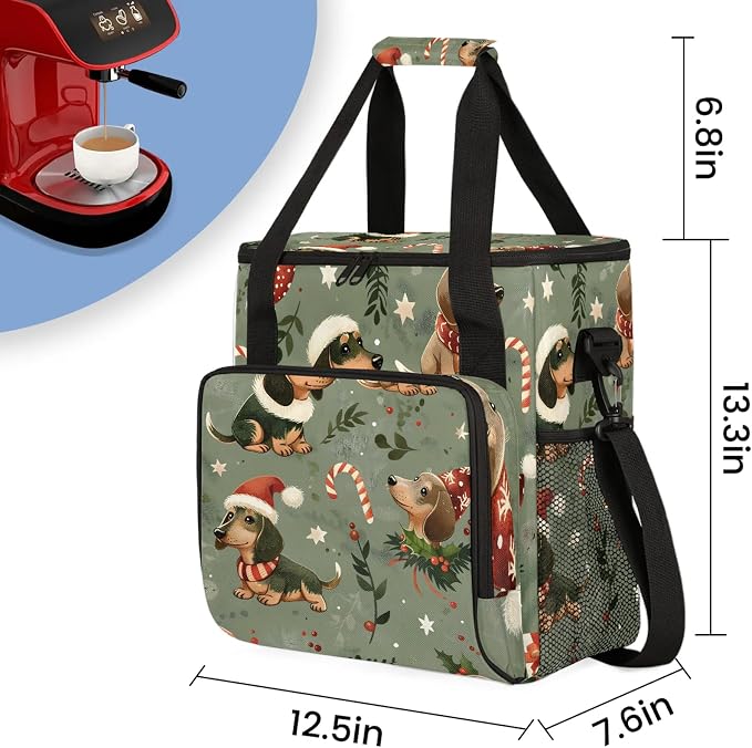 Cute Christmas Dogs Coffee Maker Carring Bag, Large Insulated Storage Organizer - Image 2