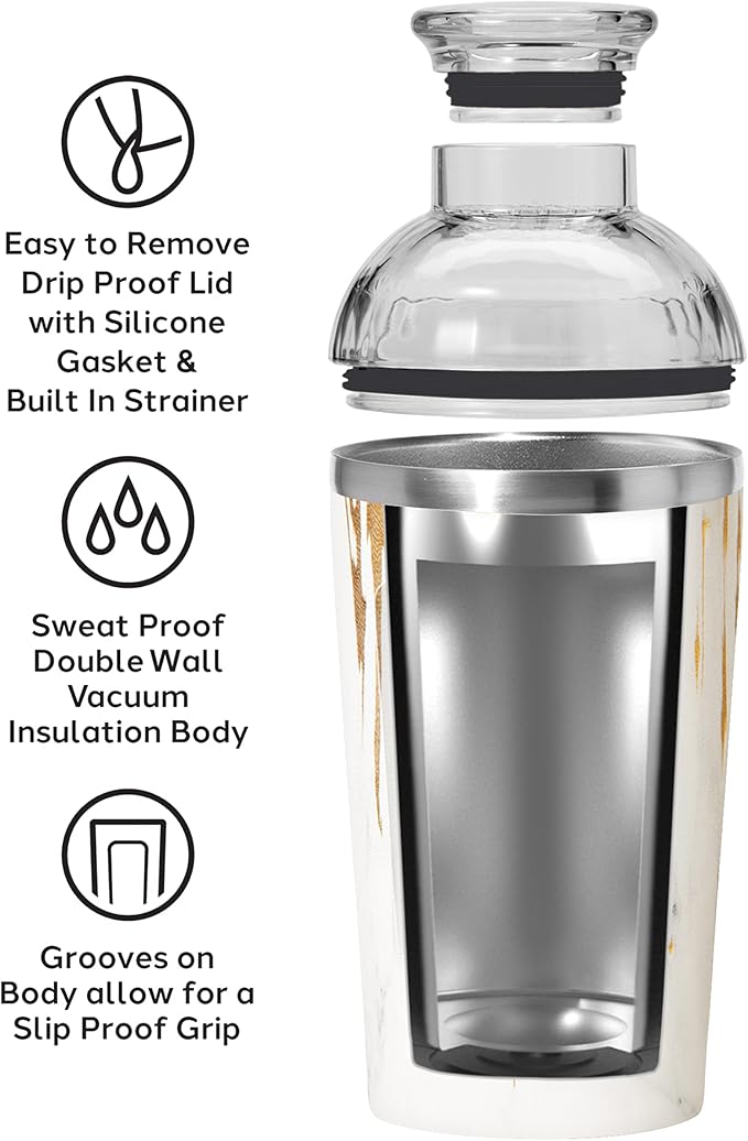 OGGI Groove Insulated Cocktail Shaker-17oz Double Wall Vacuum Insulated - Image 2