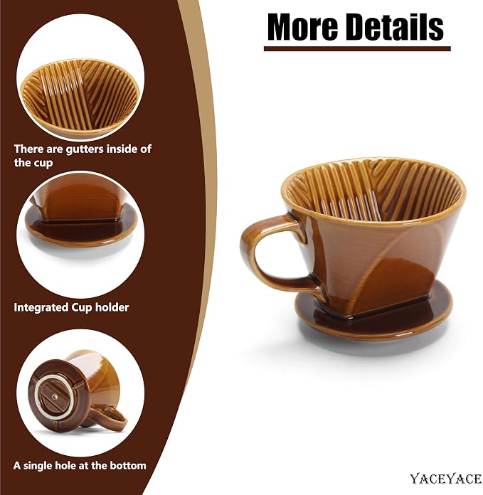 Ceramic Pour Over Coffee Maker, Single Hole Slow Filter - Image 3