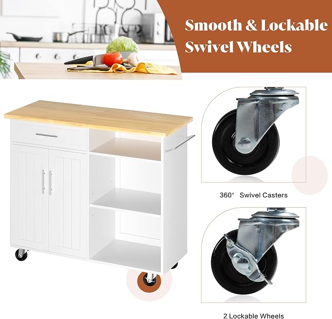 JY QAQA 42" Kitchen Island on Wheels - Image 7