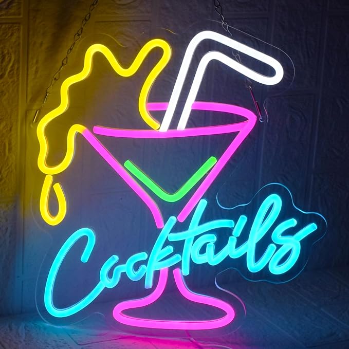 Cocktail Neon Sign for Wall Decor Bar LED Light up Signs Dimmable Cocktails - Image 5