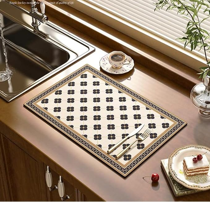 Cute Coffee Maker Mat for Countertops Bar Accessories, Colorful Dish Drying Pad - Image 9
