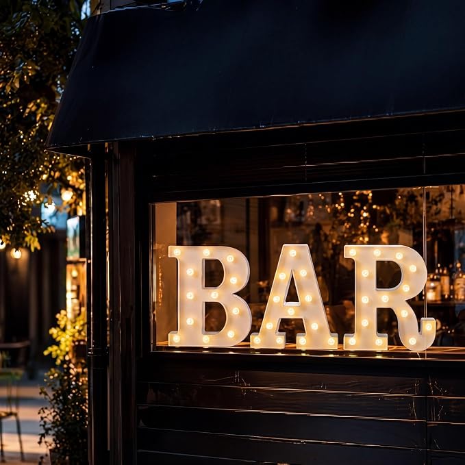 Mudder 3 Pcs Bar Sign for Home Bar Accessories Light Up LED Letter Decor Word - Image 4