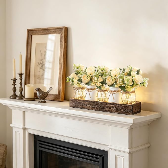 Mkono Mason Jar Lights Centerpiece Table Decor - Image 5
