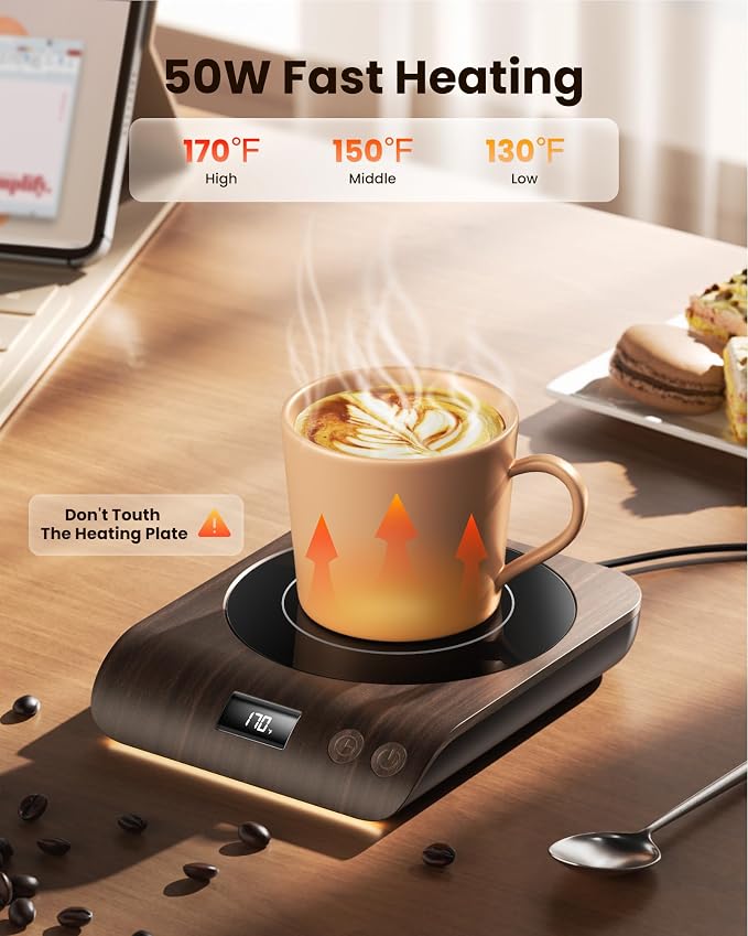 Gaiatop Coffee Mug Warmer, 3 Temperature Settings, 2-10H Auto Shut Off and Warm - Image 2