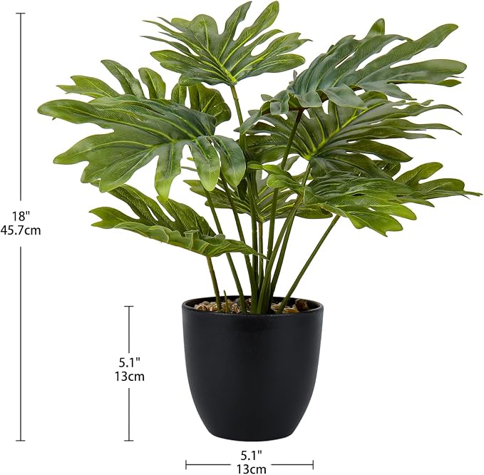 Briful Artificial Monstera Plant in Black Pot - Image 3