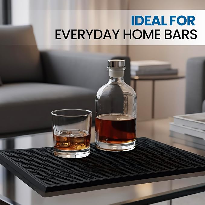 Oblong Large Rubber Bar Mat for Countertop 18"x12", Non-Slip & Spill Protection - Image 5