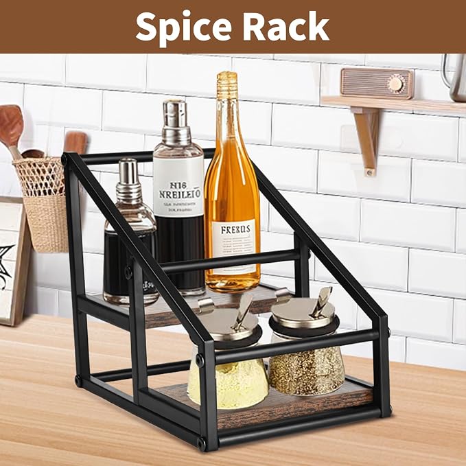 YQBRAO Coffee Syrup Rack Organizer, Liquor Bottle Display Shelf, 2-Tier 4 - Image 7
