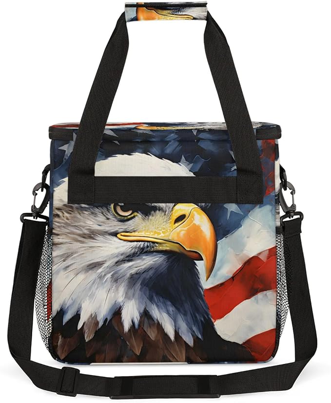 American Flag Eagles Coffee Maker Carring Bag, Large Insulated Storage - Image 5