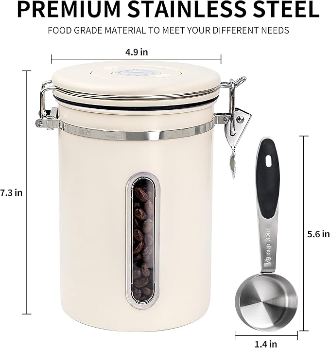 22oz White Airtight Coffee Canister - Image 5