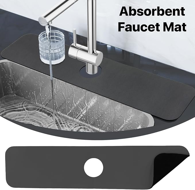 2PCS 12" x 19" Dish Drying Mat & 24" x 5.5" Faucet Mat - Image 2