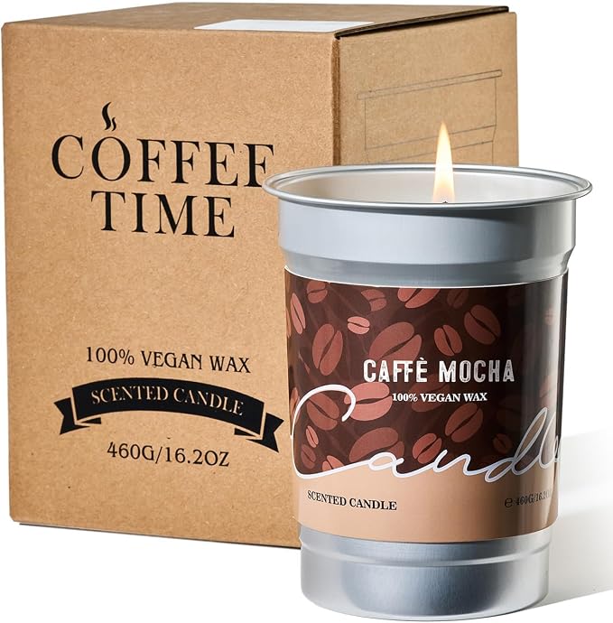 M&SENSE Mocha Coffee Scented Candles 16.2oz | 100 Hours Slow Burn, Soy Organic by MSENSE