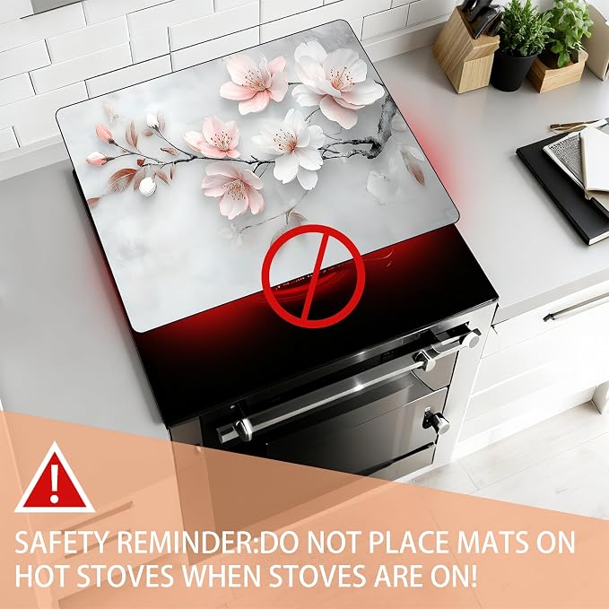 28"x20" Anti-Slip Electric Stove Top Cover Peach Blossoms Foldable - Image 6