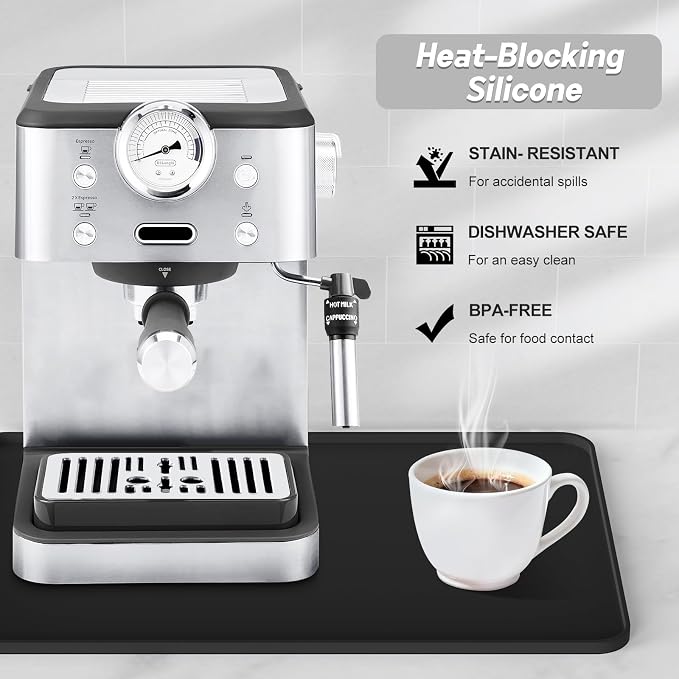 Garolue Silicone Coffee Mat, 24×16" Waterproof Heat Resistant Bar Mat - Image 4