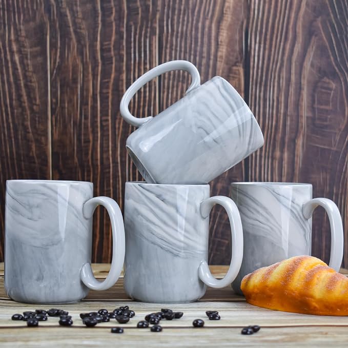 Coffee Mugs Set of 4, 16 OZ Large Tea Cups, Bulk Marble Diner Mugs Set - Image 5