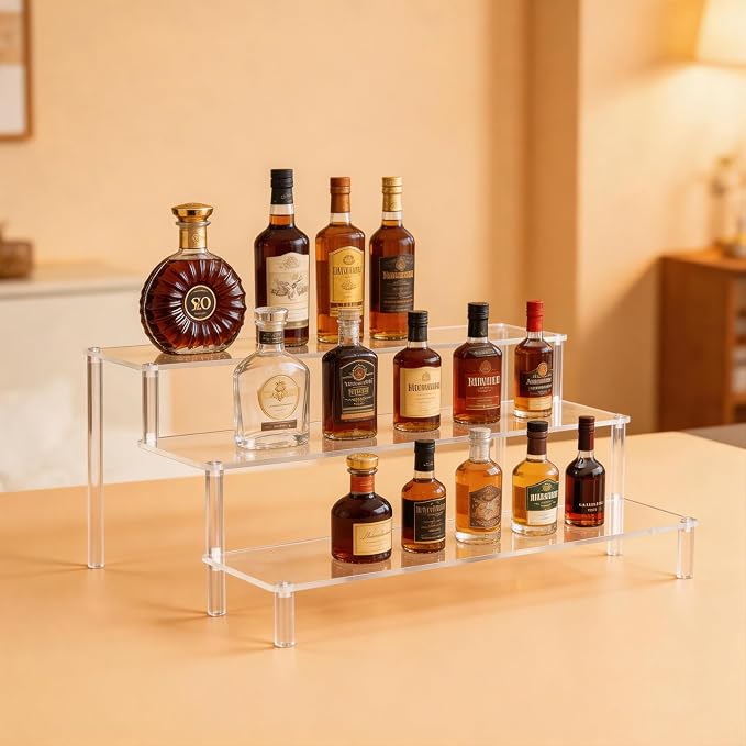 Acrylic 3-Tier Wine Rack Display Shelf, Liquor Bottle Holder and Bar - Image 4
