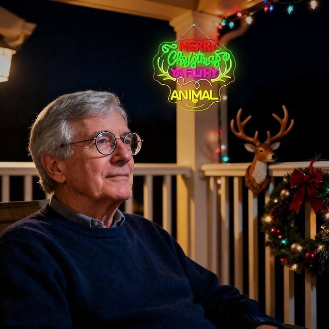 Merry Christmas Ya Filthy Animal Neon Sign Reindeer Christmas Deer Grinch Light - Image 5
