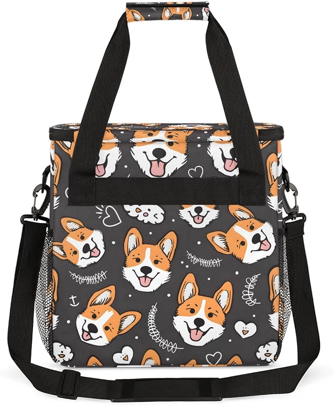 Cute Welsh Corgi Dog Coffee Maker Carring Bag, Large Insulated Storage - Image 5