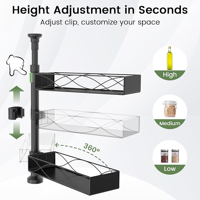 Mixoo Spice Rack Organizer Tension Pole, 4-Tier Adjustable Spice/Seasoning - Image 5
