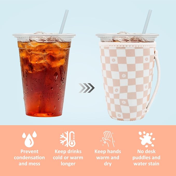 KJQJLY 3 Pack Reusable Iced Coffee Sleeves - Image 4