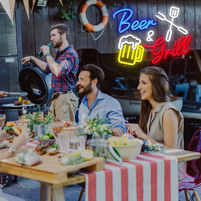 Beer And Grill Neon Sign for Wall Decor, Grilling Led Signs for BBQ Bar - Image 7