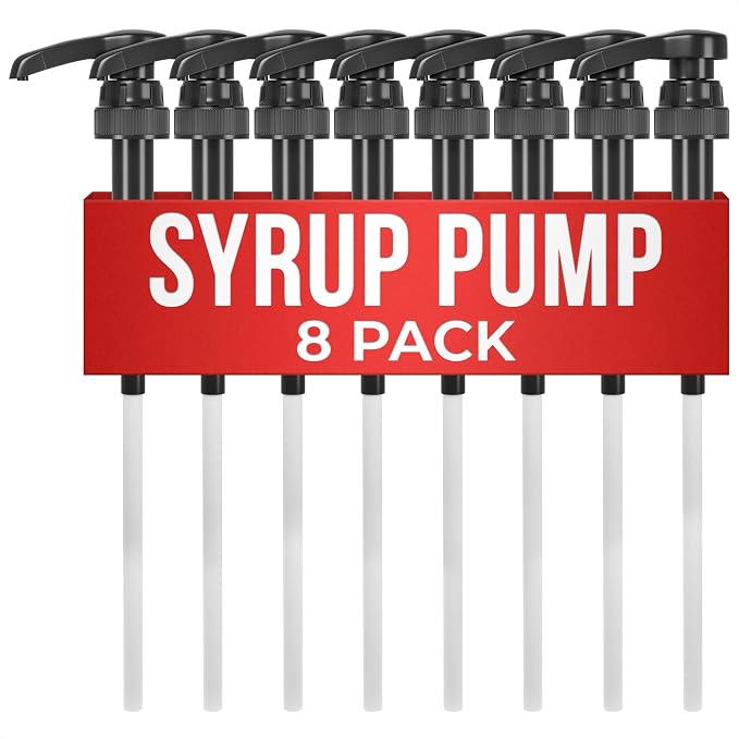 8 Pcs Pumps for Syrup Bottles Black by ALPENKOK