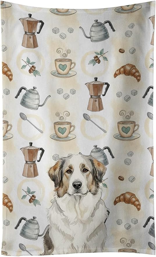Caroline's Treasures Badger Great Pyrenees Coffee Bar Kitchen Towel Velour by CarolinesTreasures