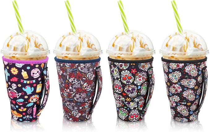 4Pack Reusable Iced Coffee Sleeve Insulator Sleeves by AJLTPA