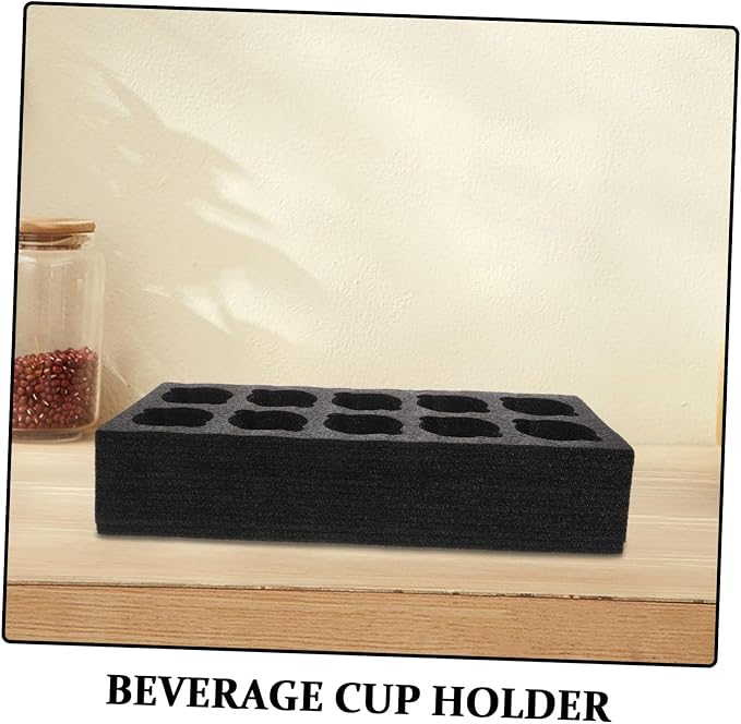 Takeout Drink Carrier Tray 10-Compartment Foam Cup Holder Black Anti-Spill Milk - Image 3