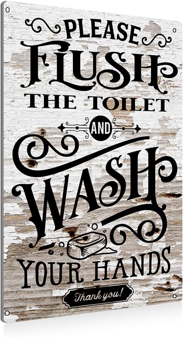 BEASTZHENG Rustic Bathroom Metal Tin Sign Wall Decor by BEASTZHENG
