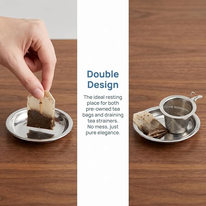 Hemobllo 6pcs Stainless Steel Tea Bag Holders 2.4" Small Drip Tray Spoon Rests - Image 8