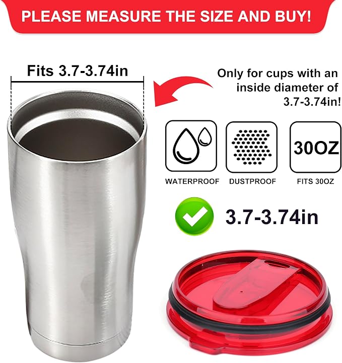 2 Replacement Lids for 30oz Stainless Steel Tumbler Lids - Image 2