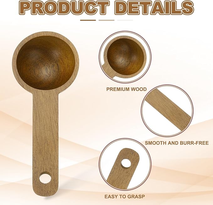 uxcell 4pcs Coffee Spoons, 15ml Wooden Table Spoons Tea Measure Scoops - Image 3
