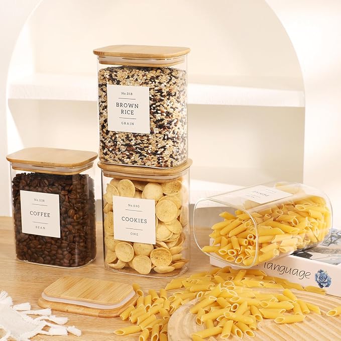 4 Pack Square Glass Pantry Storage Containers - Image 6