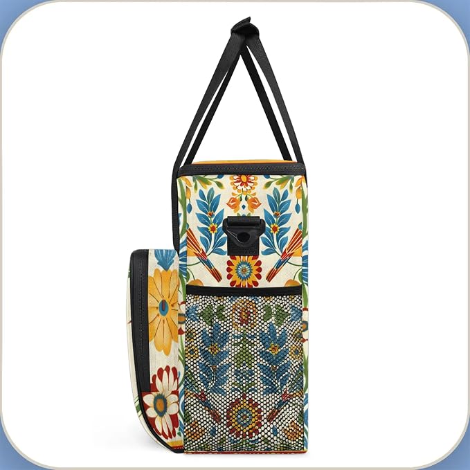 Mexican Bird Floral Coffee Maker Carring Bag, Large Insulated Storage Organizer - Image 4